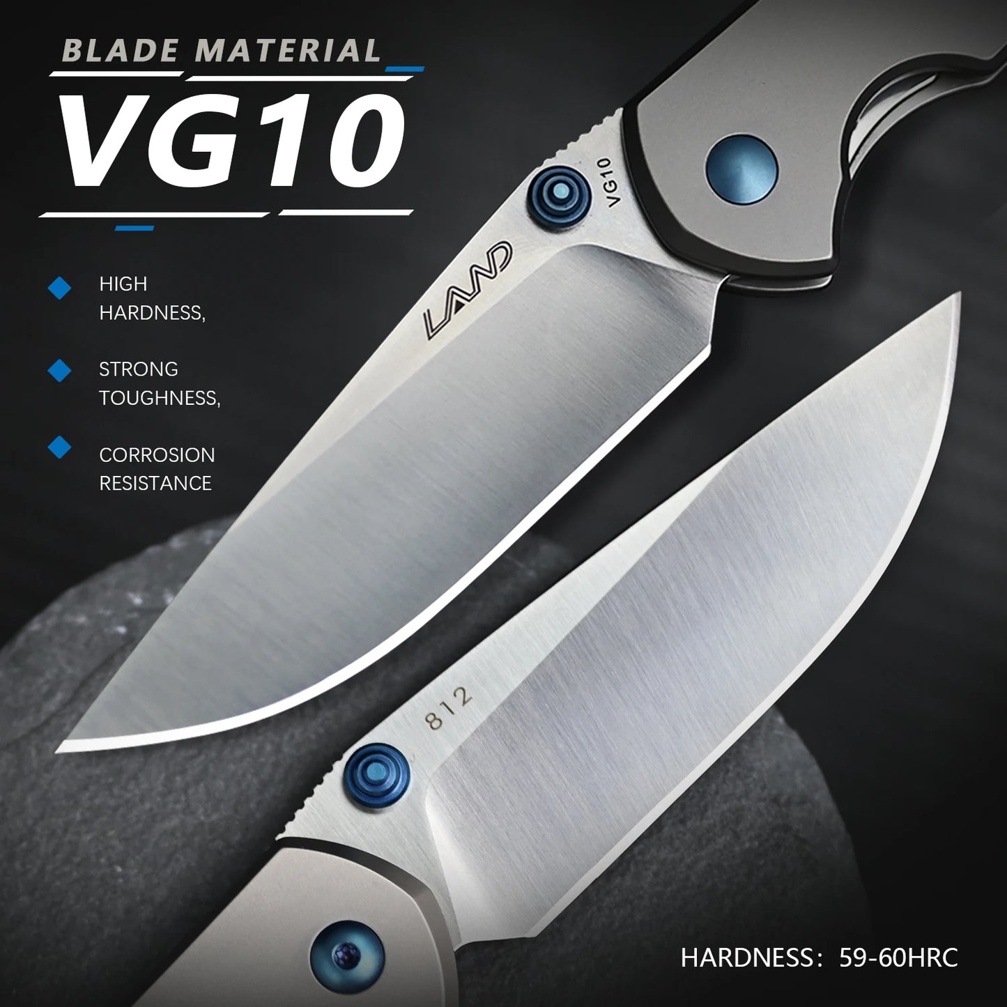 LAND 812 VG10 Blade TC4 Titanium Handle Pocket Folding Knife